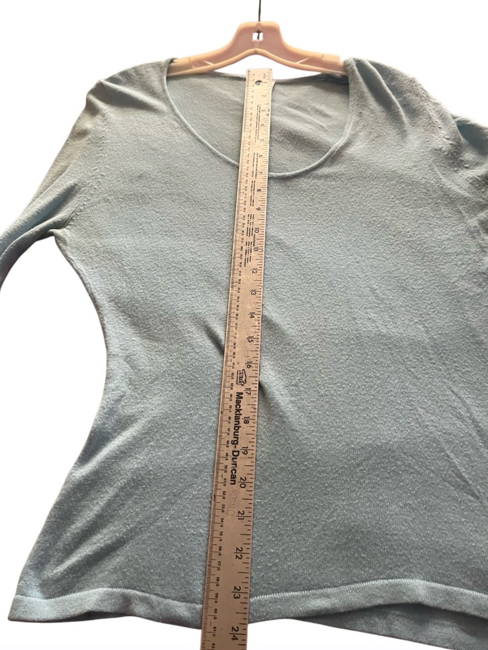 Light Blue Women's Long Sleeve V-Neck Top - Picture 5 of 8